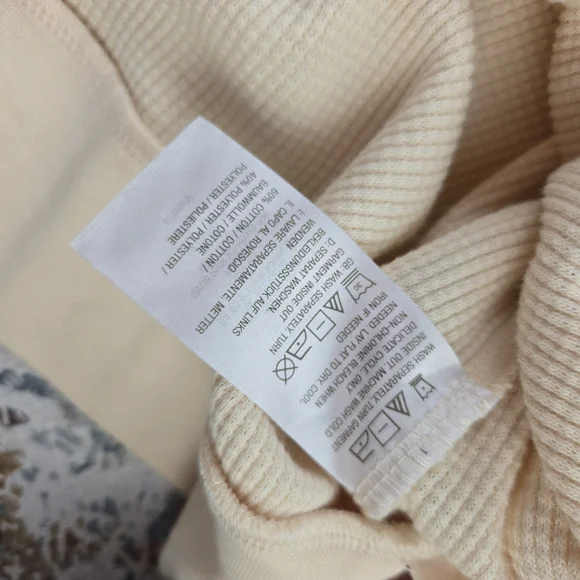 Belle by Kim Gravel Baby Waffle Indigo Floral Sweatshirt Ecru 2X - Picture 6 of 8